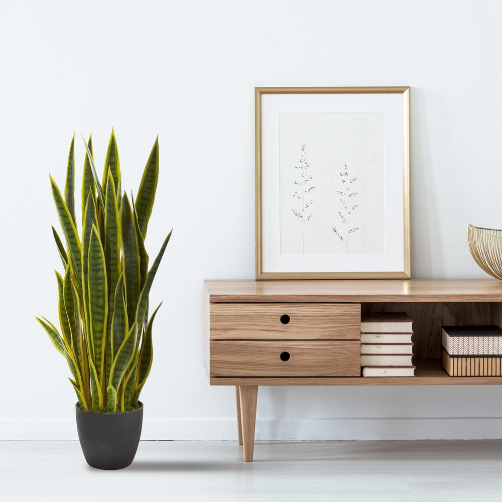 38in. Sansevieria Artificial Plant, Yellow. Picture 2