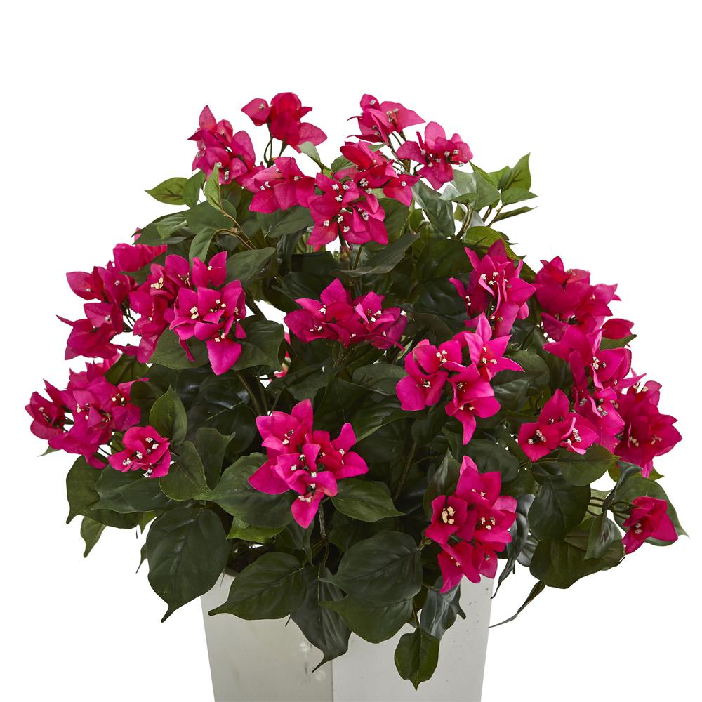Bougainvillea Artificial Plant in White Tower Planter. Picture 4