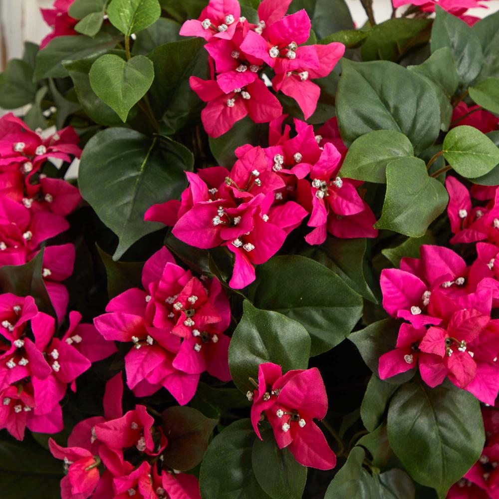 Bougainvillea Artificial Plant in White Tower Planter. Picture 3