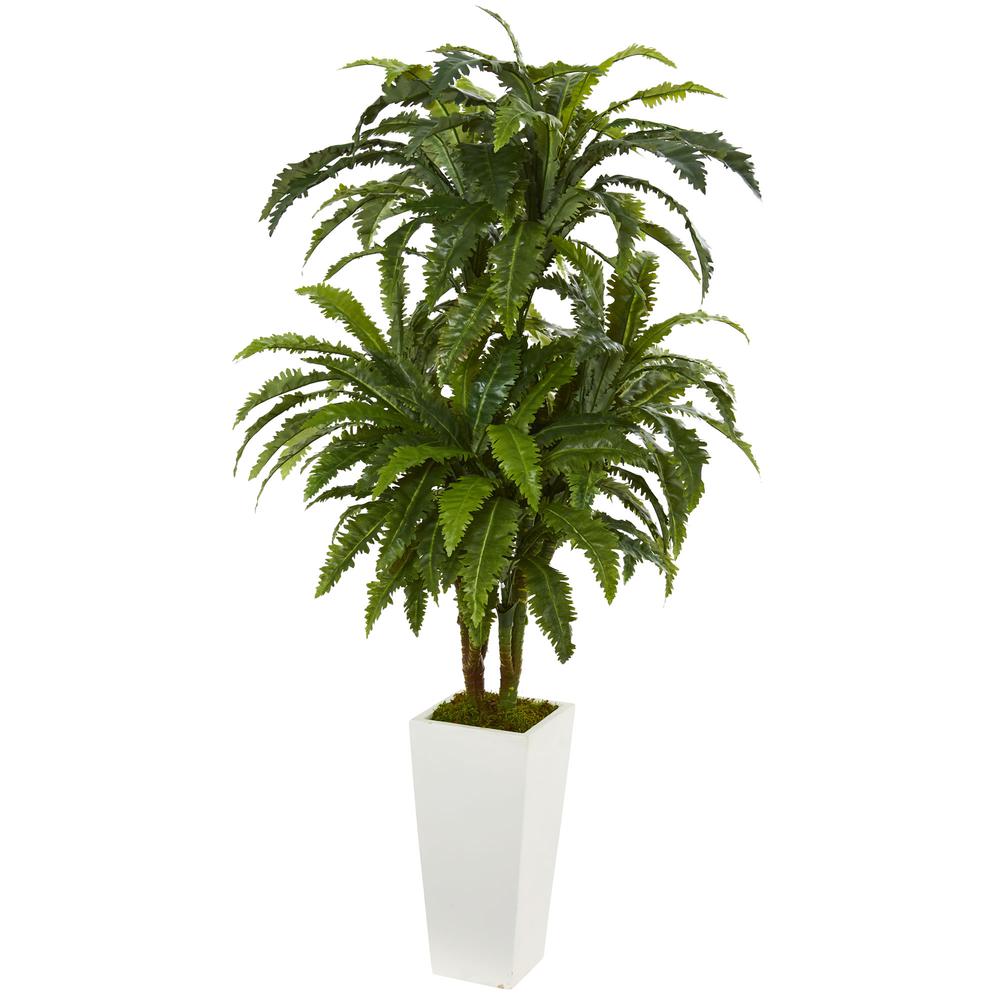 Marginatum Artificial Plant in White Tower Vase. Picture 1