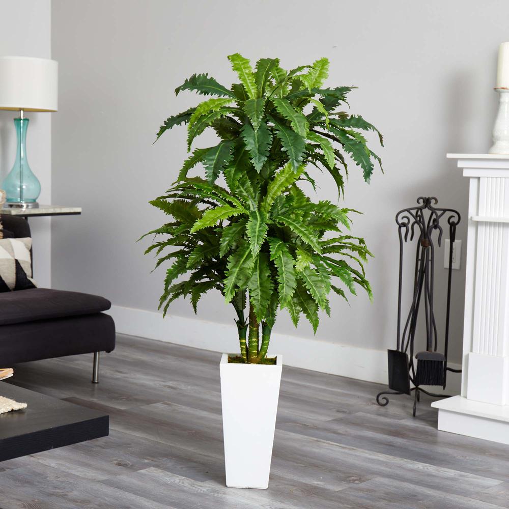 Marginatum Artificial Plant in White Tower Vase. Picture 2