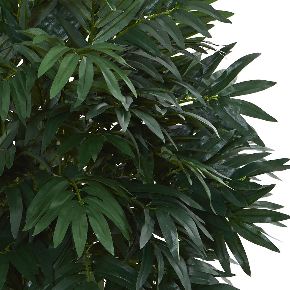Double Bamboo Palm Artificial Plant in White Tower Vase. Picture 3