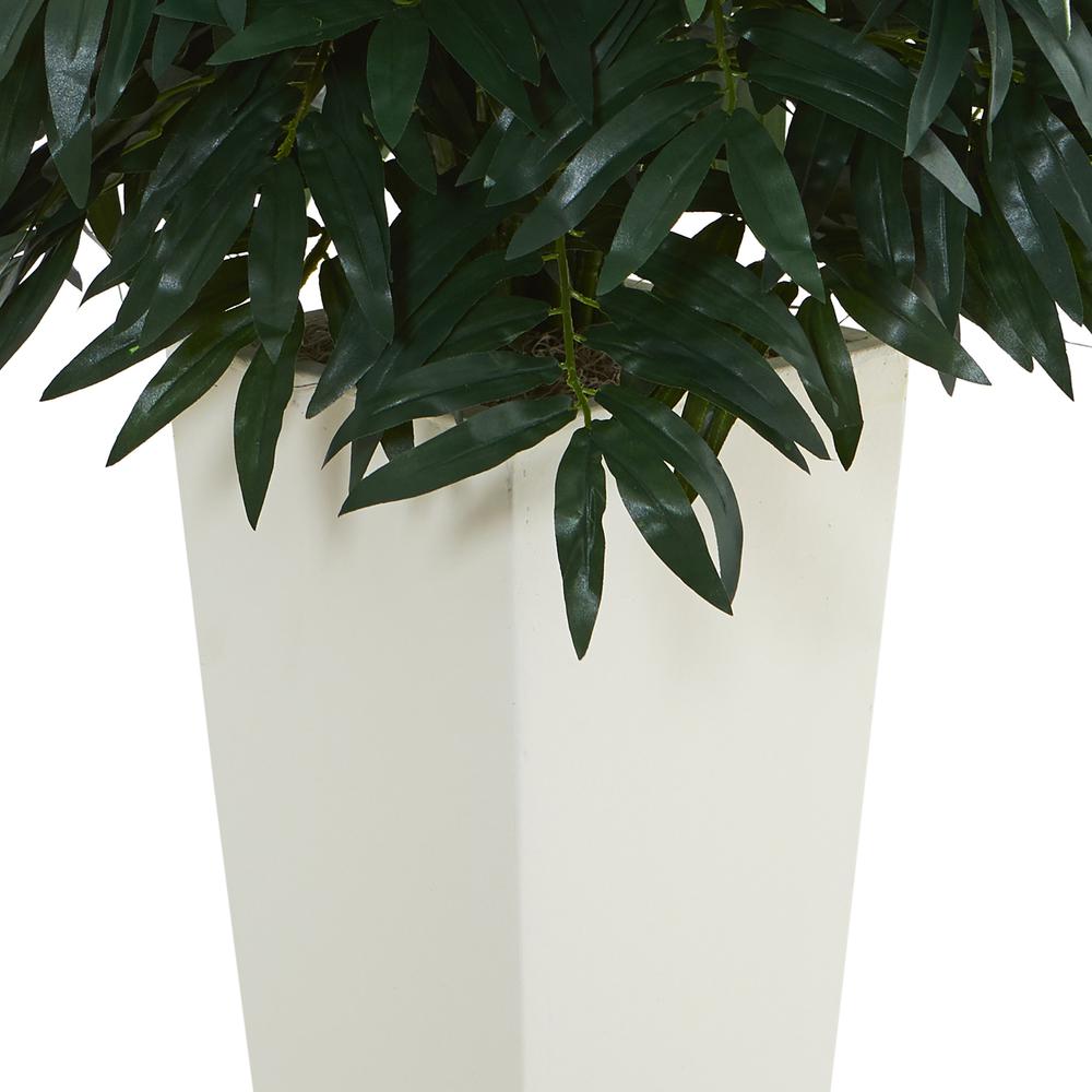 Double Bamboo Palm Artificial Plant in White Tower Vase. Picture 2