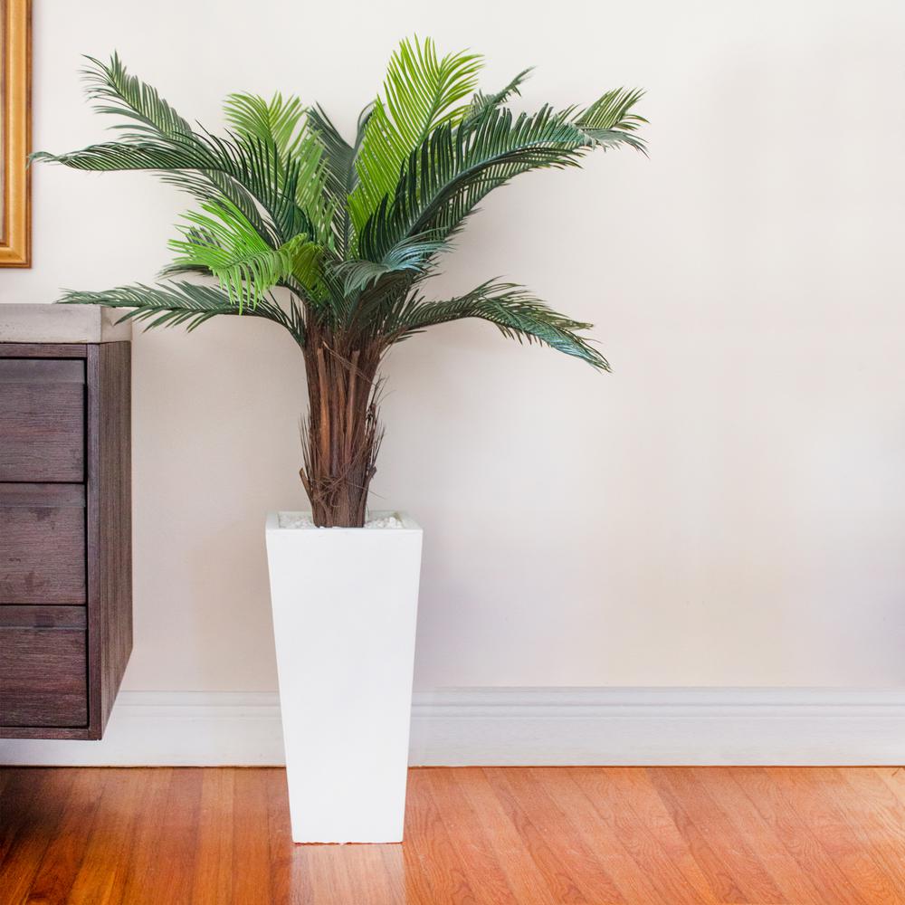 4.5ft. Cycas Artificial Plant in White Tower Planter. Picture 3