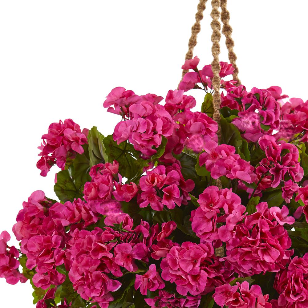 Geranium Hanging Basket Artificial Plant UV Resistant (Indoor/Outdoor), Beauty. Picture 3