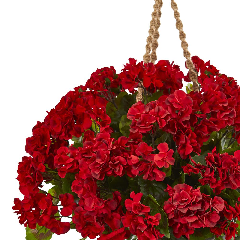 19in. Geranium Hanging Basket Artificial Plant UV Resistant (Indoor/Outdoor). Picture 2