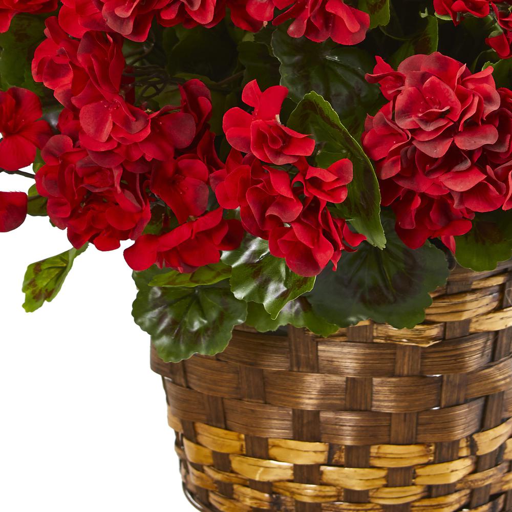 19in. Geranium Hanging Basket Artificial Plant UV Resistant (Indoor/Outdoor). Picture 3