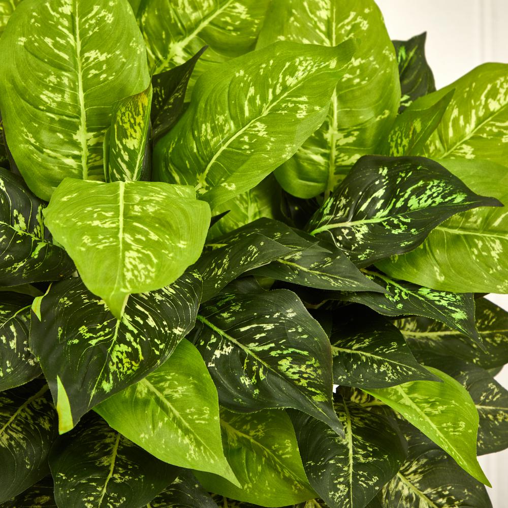 Dieffenbachia Artificial Plant in White Planter. Picture 2