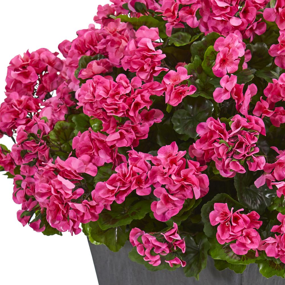Geranium Artificial Plant in Slate Planter UV Resistant (Indoor/Outdoor), Beauty. Picture 3