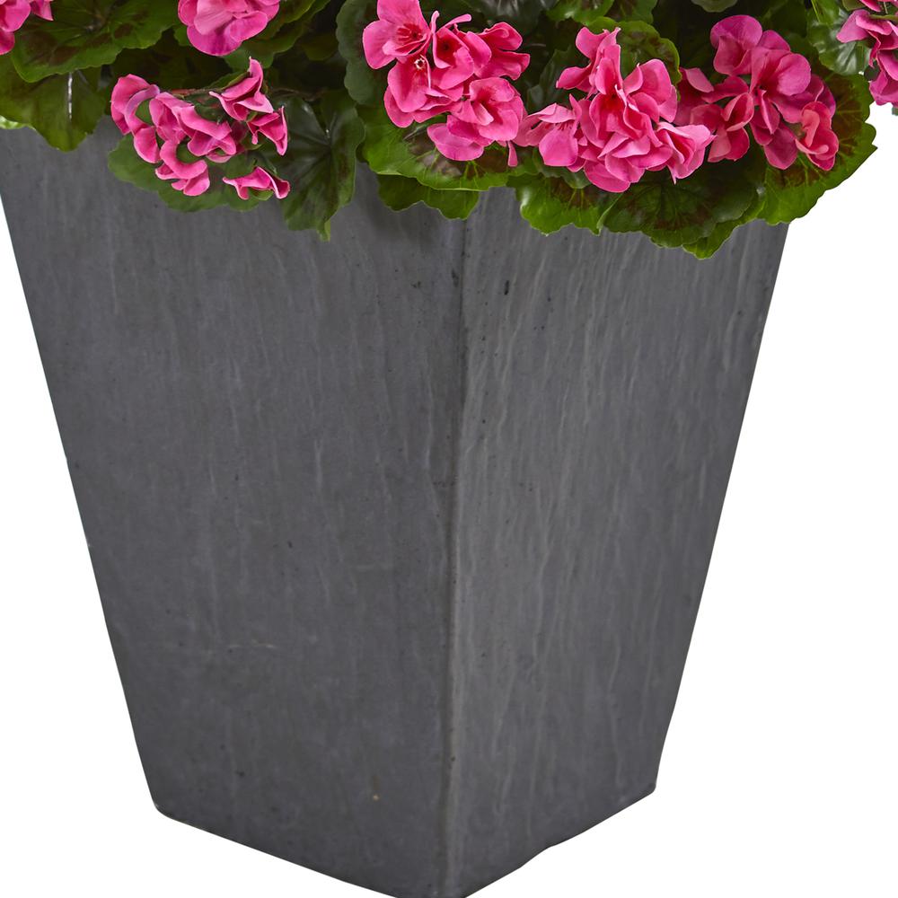 Geranium Artificial Plant in Slate Planter UV Resistant (Indoor/Outdoor), Beauty. Picture 2