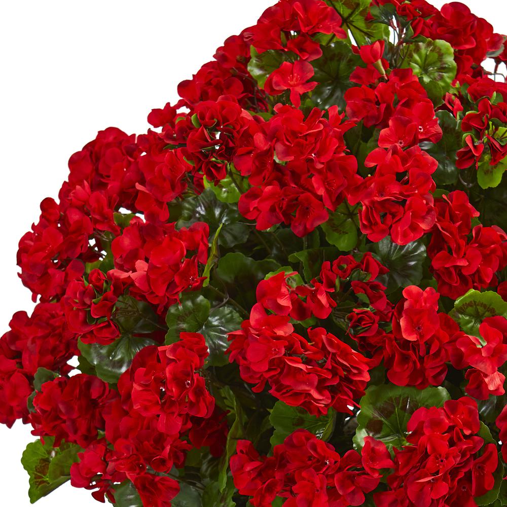 Geranium Artificial Plant in Slate Planter UV Resistant (Indoor/Outdoor), Red. Picture 2