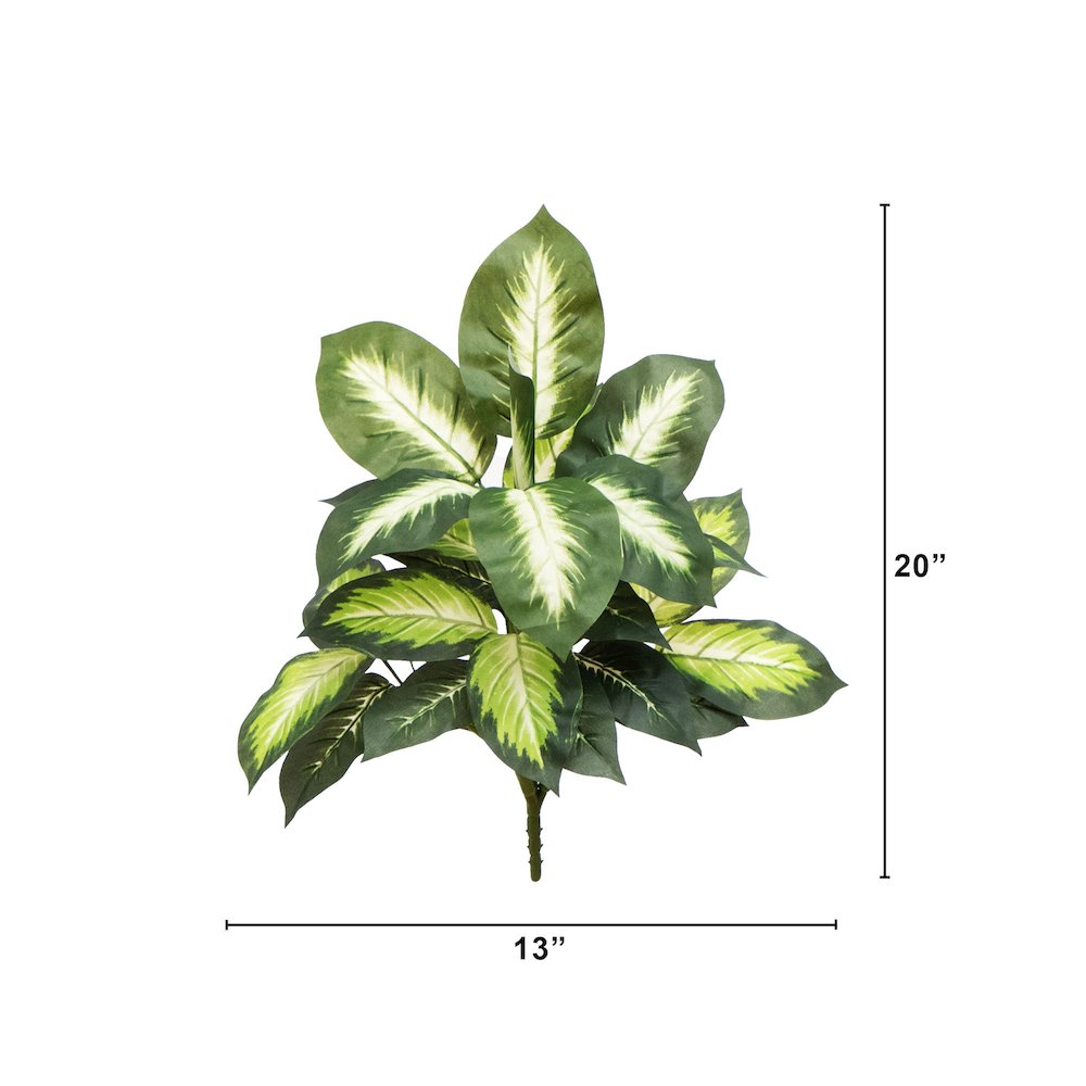 20in. Artificial Golden Dieffenbachia Plant - Set of 6. Picture 2
