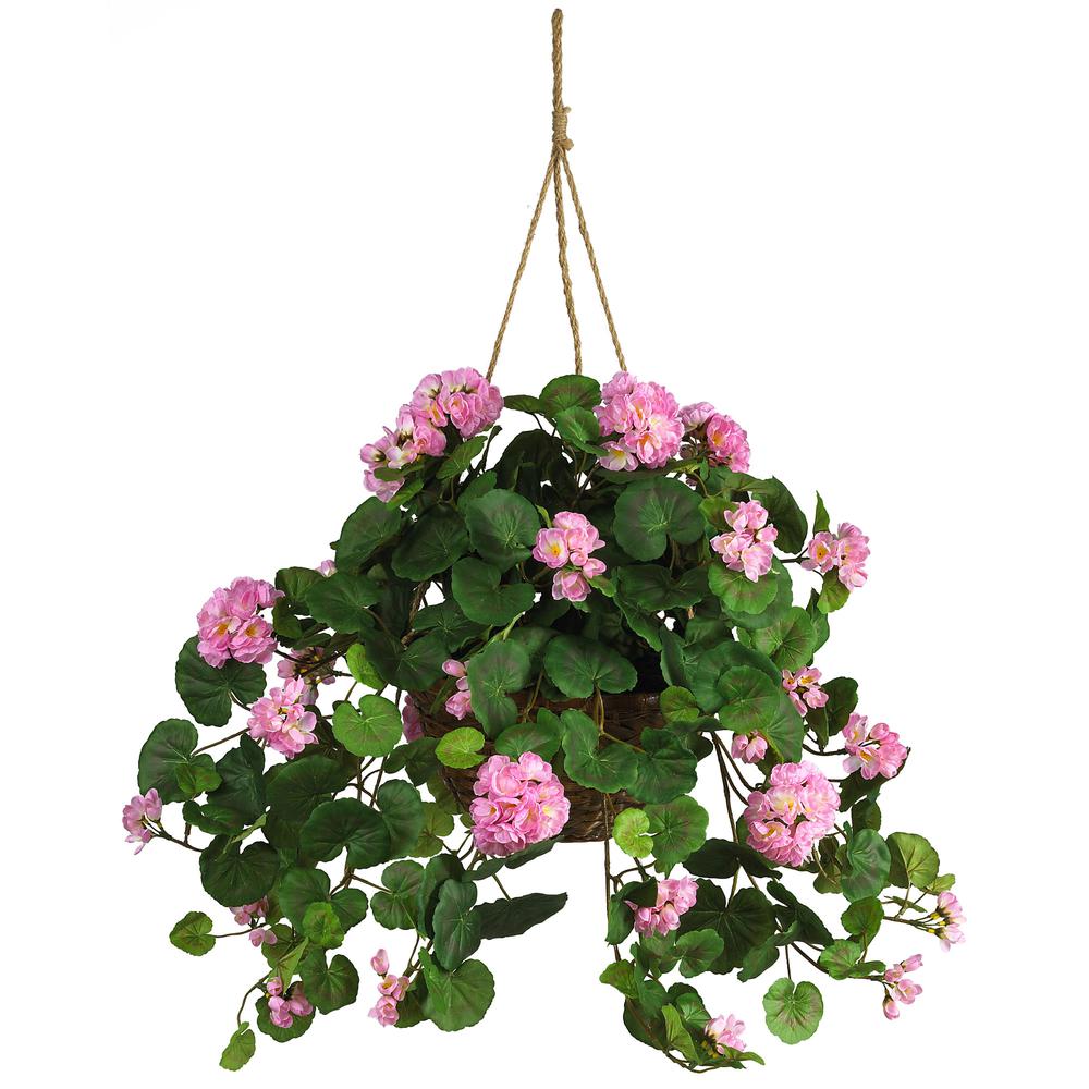 Geranium Hanging Basket Silk Plant. Picture 1