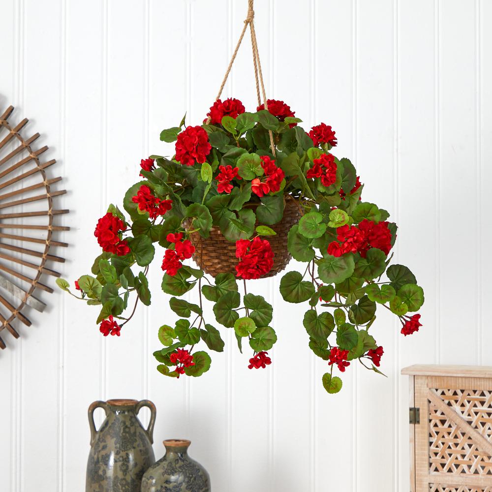 Geranium Hanging Basket Silk Plant. Picture 2