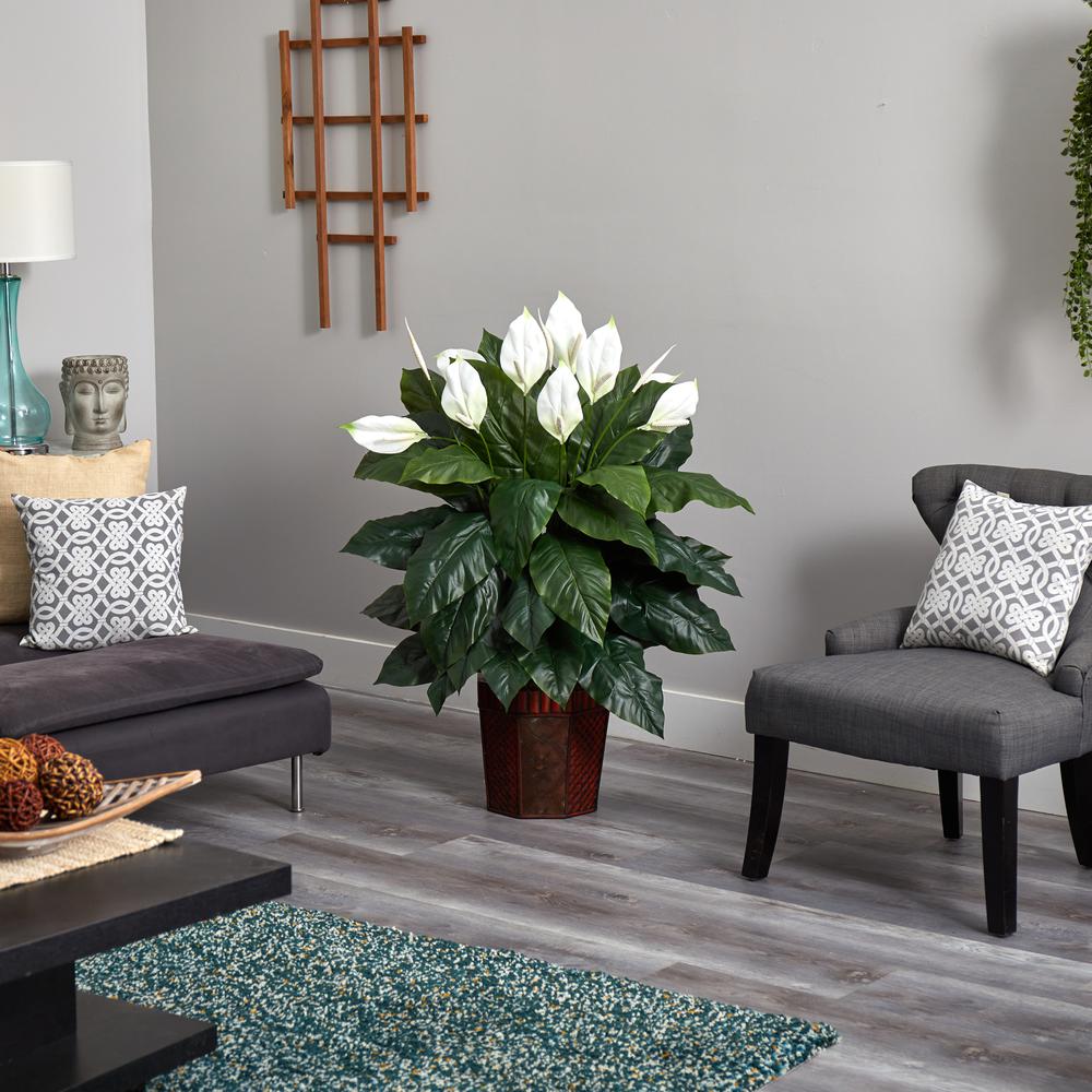 Spathiphyllum with Vase Silk Plant. Picture 3
