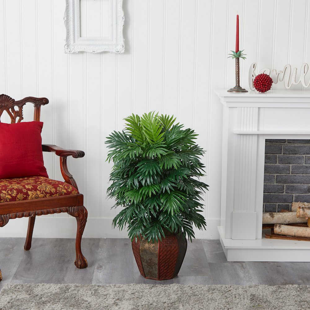 38in. Artificial Areca Palm Plant with Vase. Picture 3