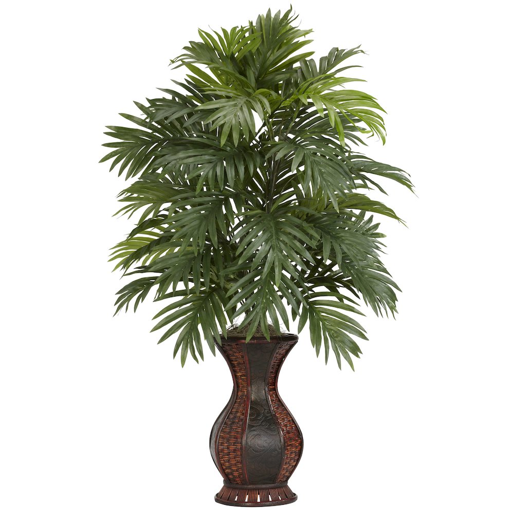37in. Artificial Areca Palm Plant with Urn. Picture 1