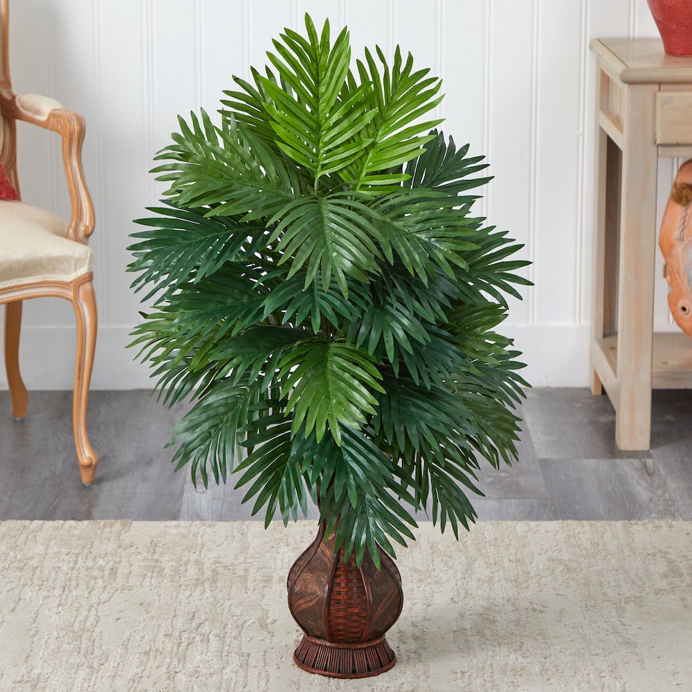 37in. Artificial Areca Palm Plant with Urn. Picture 3