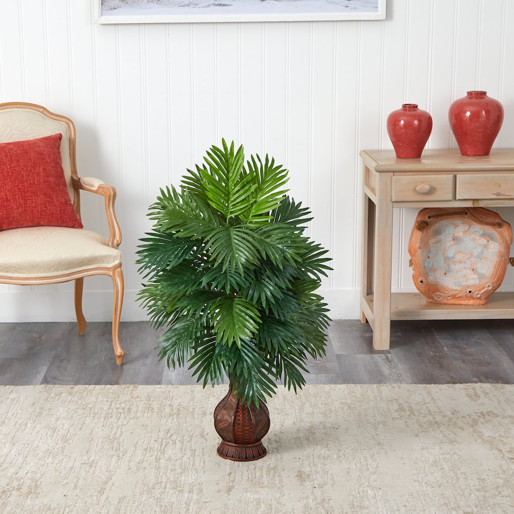 37in. Artificial Areca Palm Plant with Urn. Picture 4