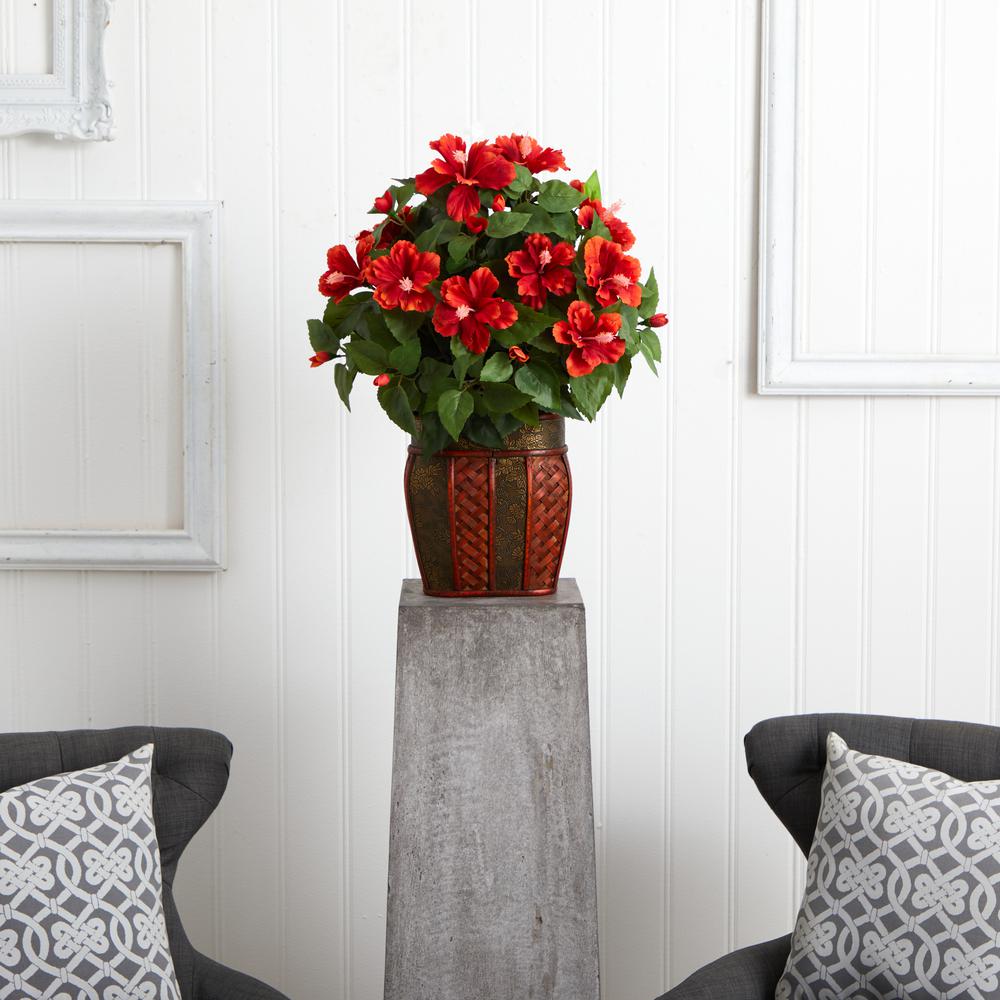 Hibiscus with Vase Silk Plant. Picture 3