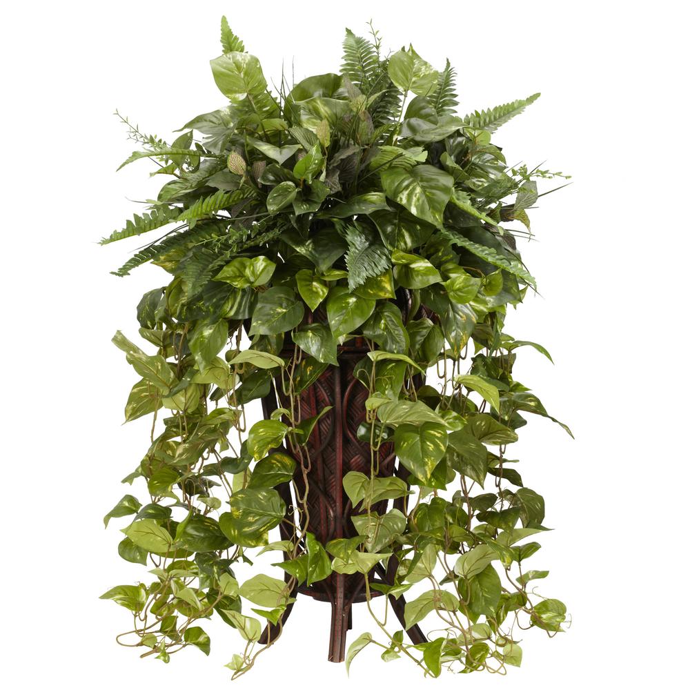 Vining Mixed Greens with Decorative Stand Silk Plant. Picture 1