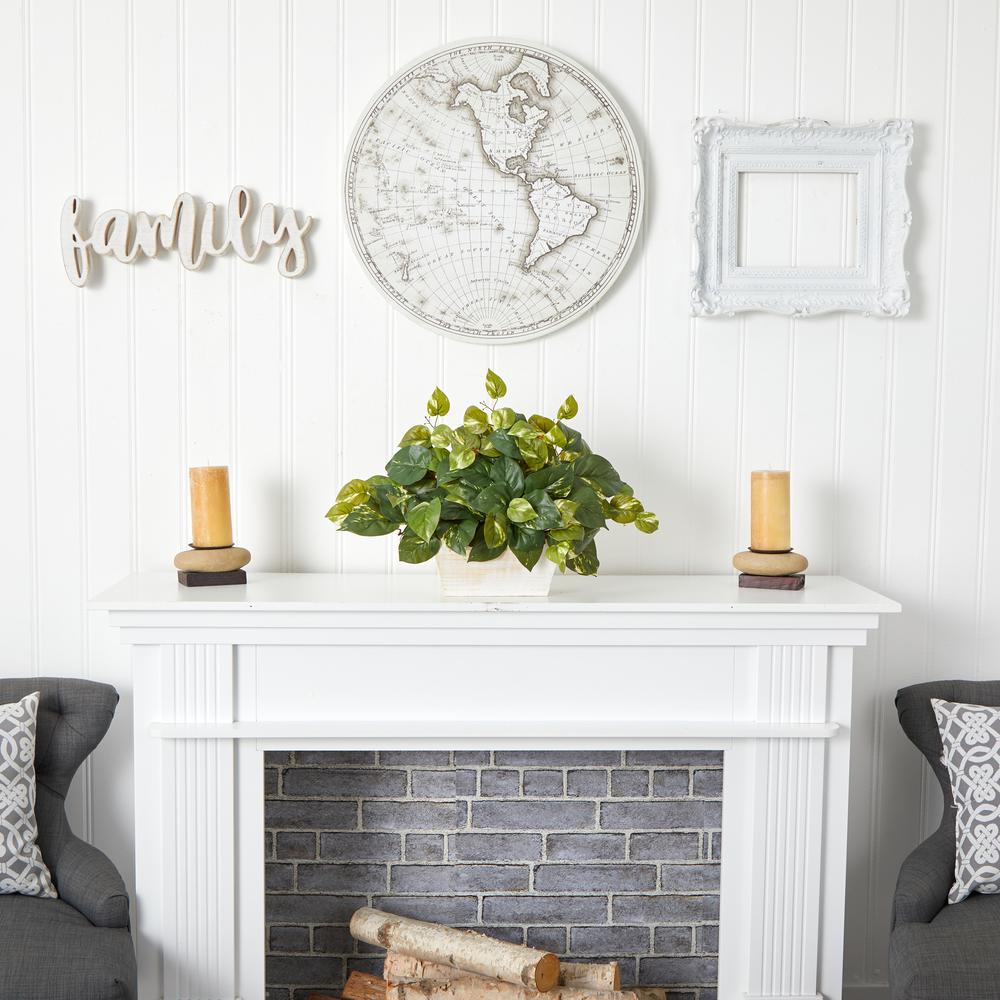 Pothos with White Wash Planter Silk Plant. Picture 4