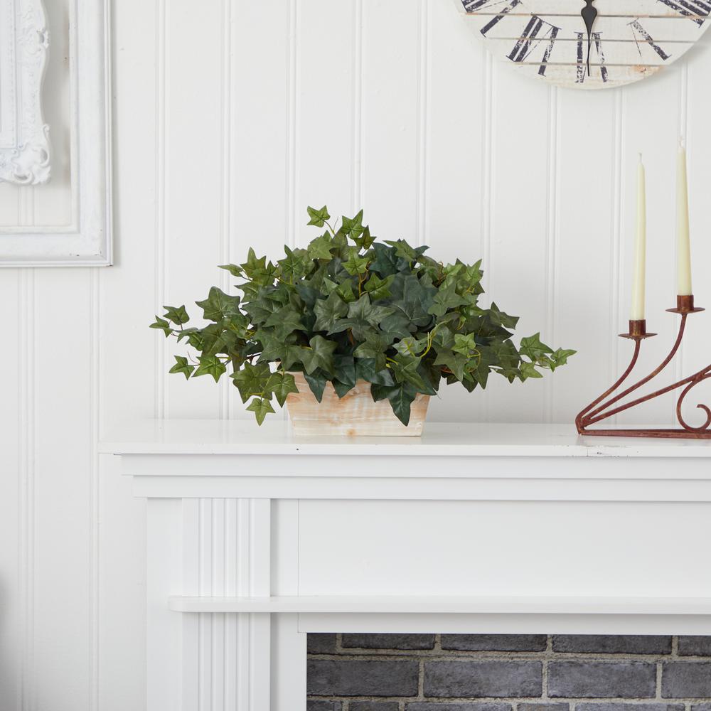 Ivy with White Wash Planter Silk Plant. Picture 4
