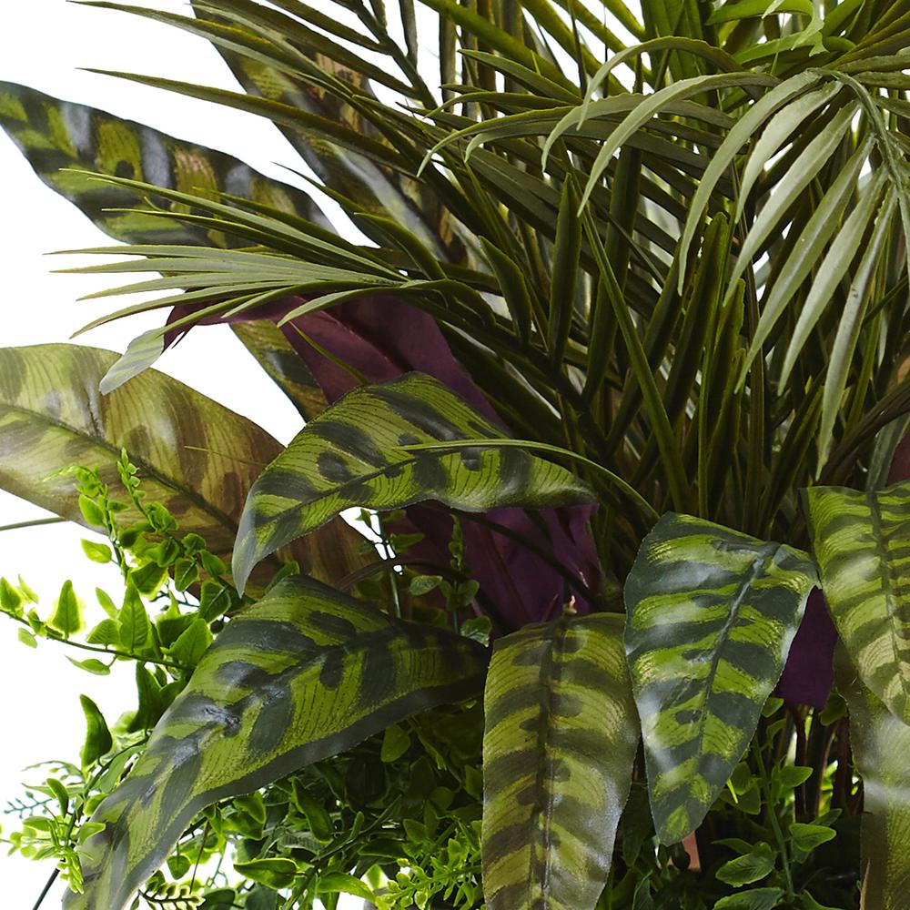 27in. Mixed Areca Palm, Fern & Peacock with Planter. Picture 3