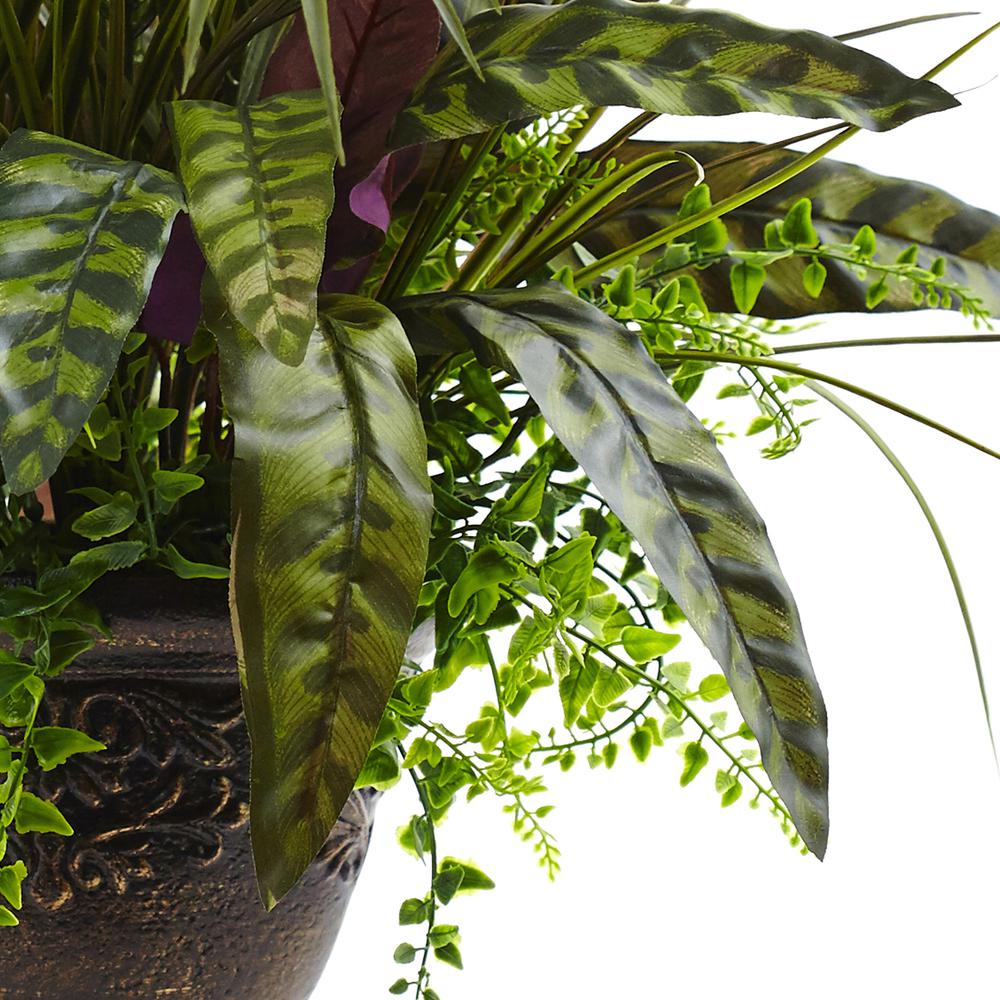 27in. Mixed Areca Palm, Fern & Peacock with Planter. Picture 2