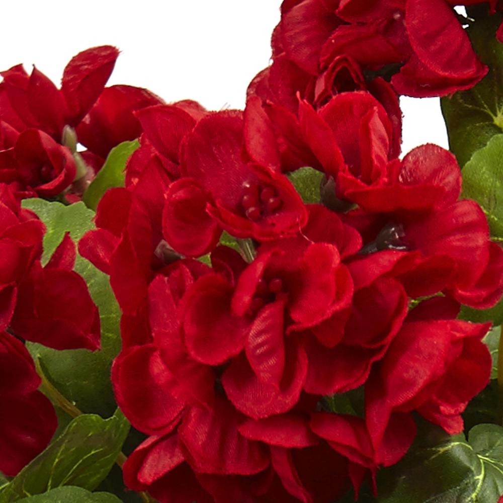 11in. Geranium Flowering Silk Plant with Floral Planter (Set of 2). Picture 3