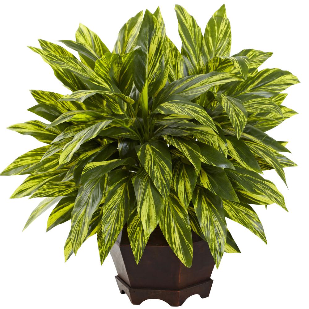 Tradescantia Artificial Plant with Black Hexagon Planter. Picture 1