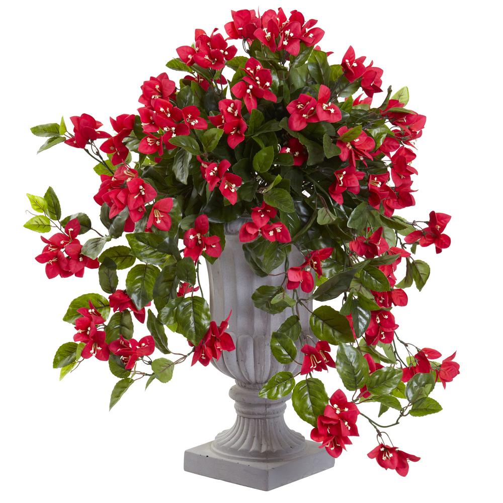 Bougainvillea Flowering Silk Plant with Decorative Urn, UV Resistant (Indoor/Outdoor). Picture 1