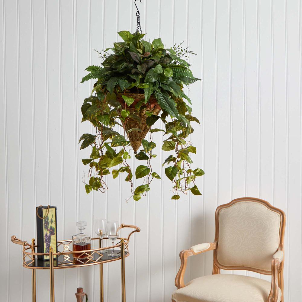Vining Mixed Greens with Cone Hanging Basket. Picture 7