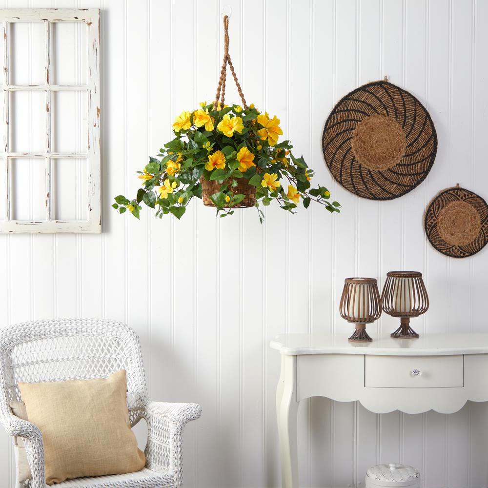 Hibiscus Hanging Basket - Yellow. Picture 4
