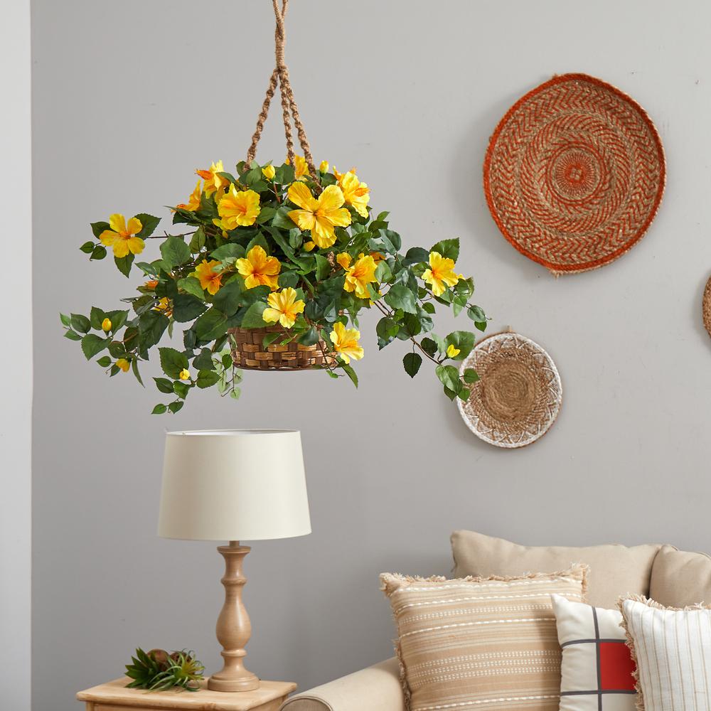 Hibiscus Hanging Basket - Yellow. Picture 2
