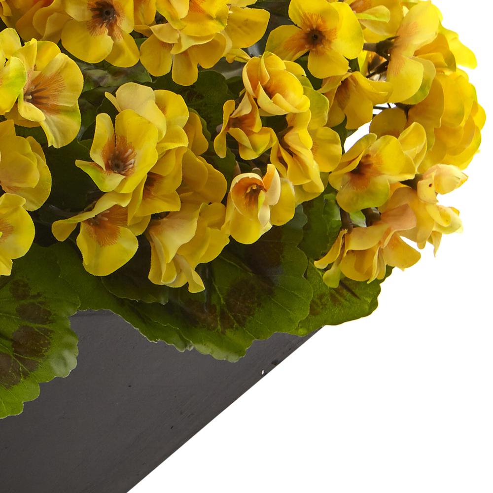 15in. Geranium with Black Planter UV Resistant (Indoor/Outdoor), Yellow. Picture 2