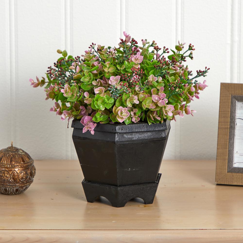 13in. Sedum and Eucalyptus Plant with Planter. Picture 3