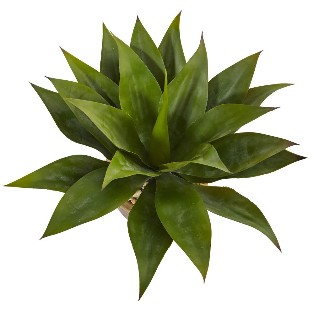 Agave Artificial Plant in Glazed Clay Pot. Picture 2
