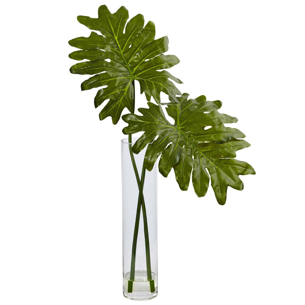 Selloum Artificial Plant in Cylinder Glass. Picture 1