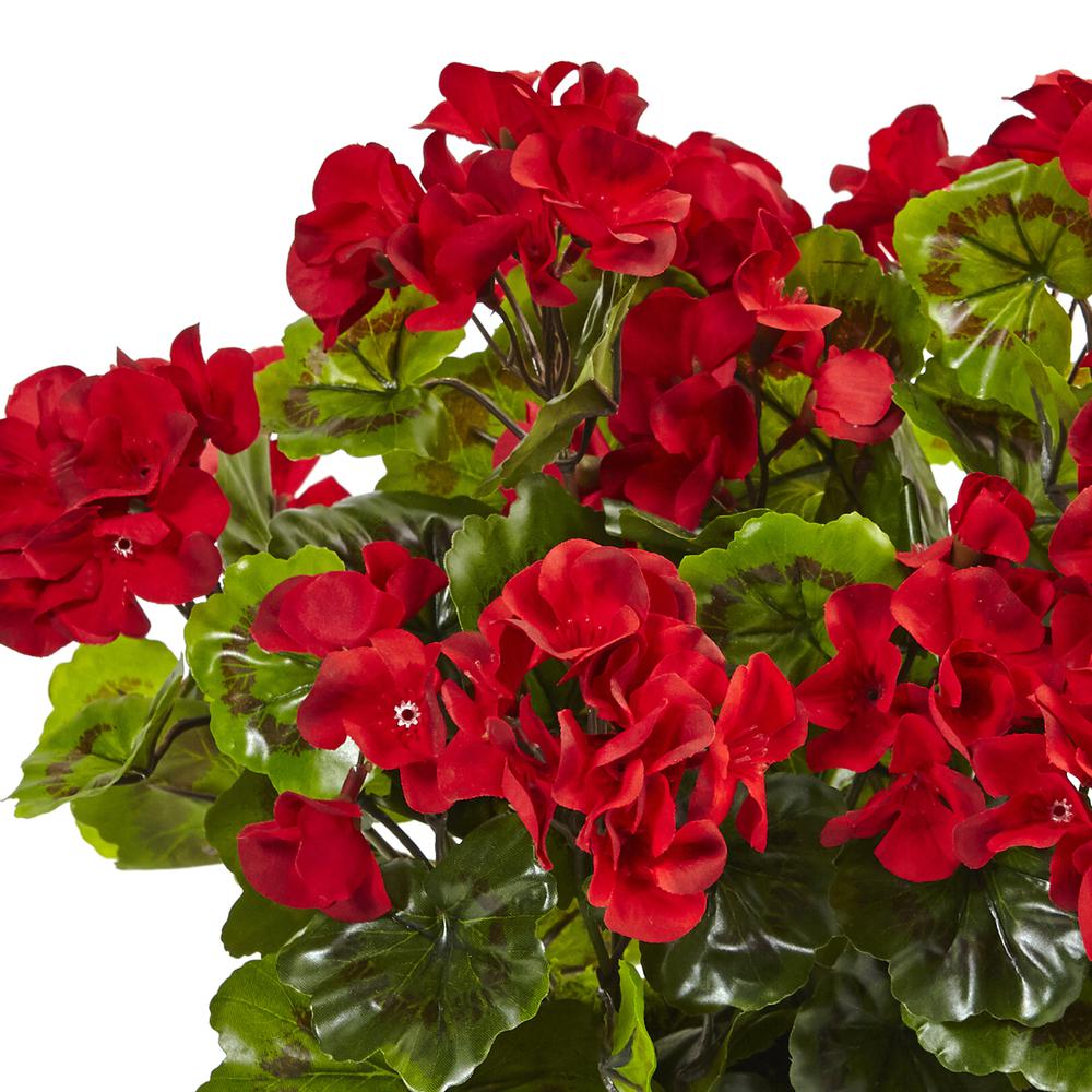 Geranium Silk Plant in Rectangular Planter, UV Resistant (Indoor/Outdoor), Red. Picture 3