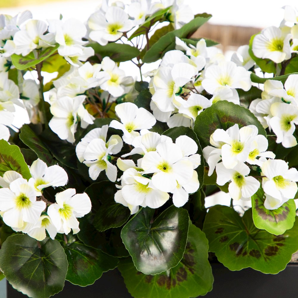13in. UV Resistant Artificial Geranium in Rectangular Planter (Indoor/Outdoor). Picture 5