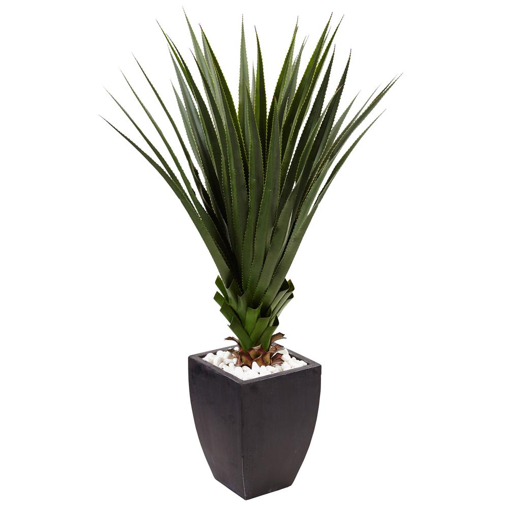 4.5ft. Spiked Agave Artificial Plant in Black Planter (Indoor/Outdoor). Picture 1