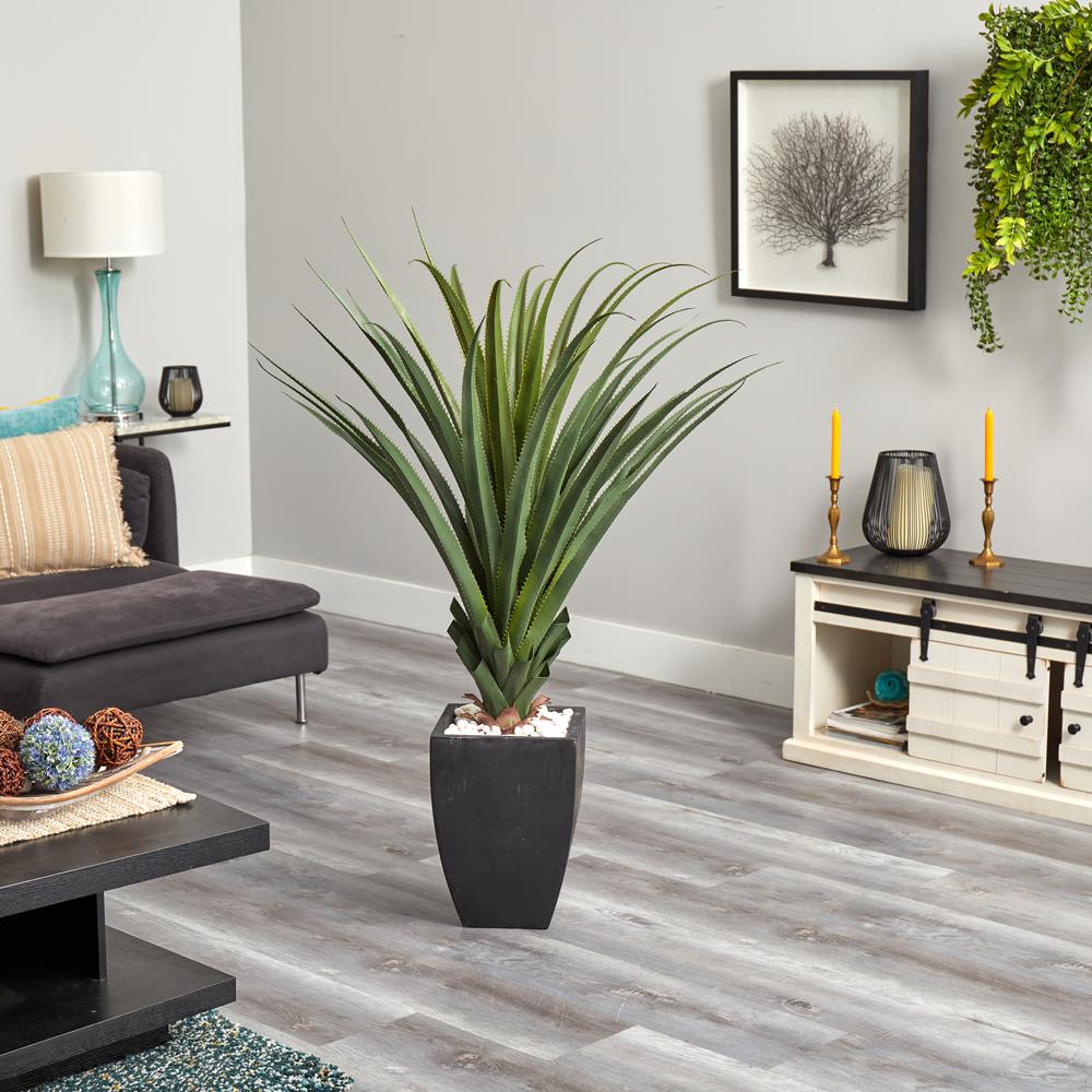 4.5ft. Spiked Agave Artificial Plant in Black Planter (Indoor/Outdoor). Picture 5