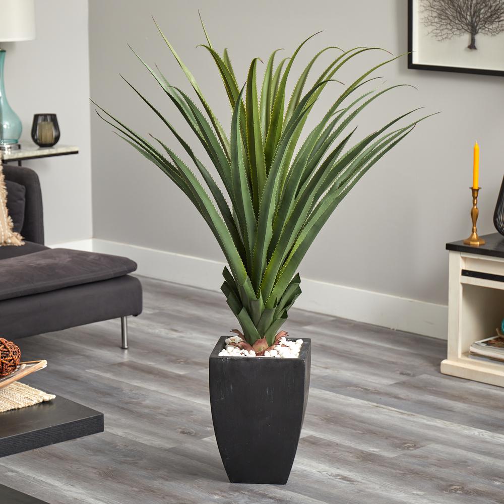 4.5ft. Spiked Agave Artificial Plant in Black Planter (Indoor/Outdoor). Picture 2