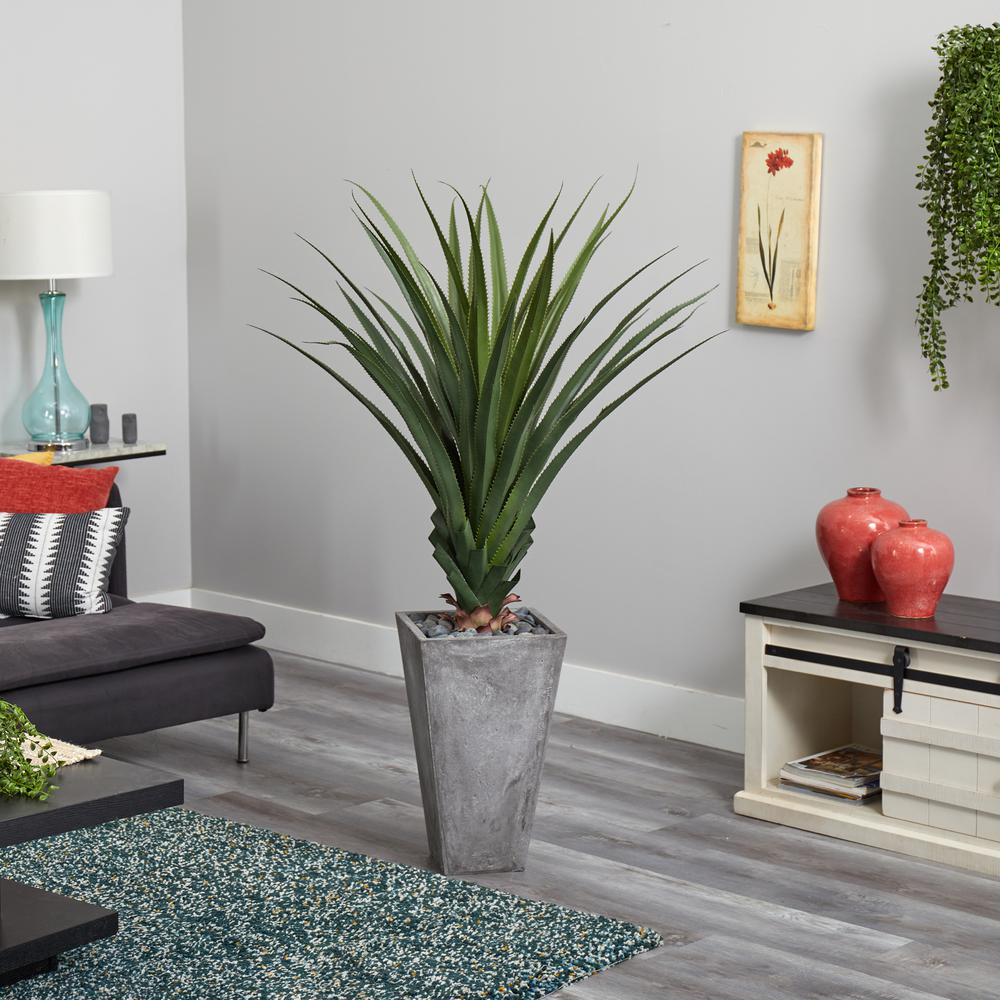 5 ft. H Spiked Artificial Agave in Cement Planter (Indoor/Outdoor). Picture 2