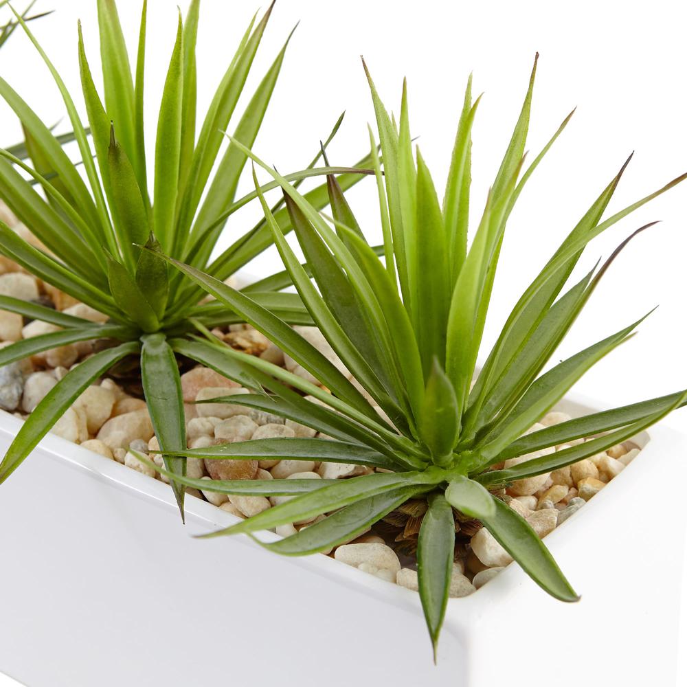 Mini Agave Artificial Plant in Rectangular Ceramic. Picture 4