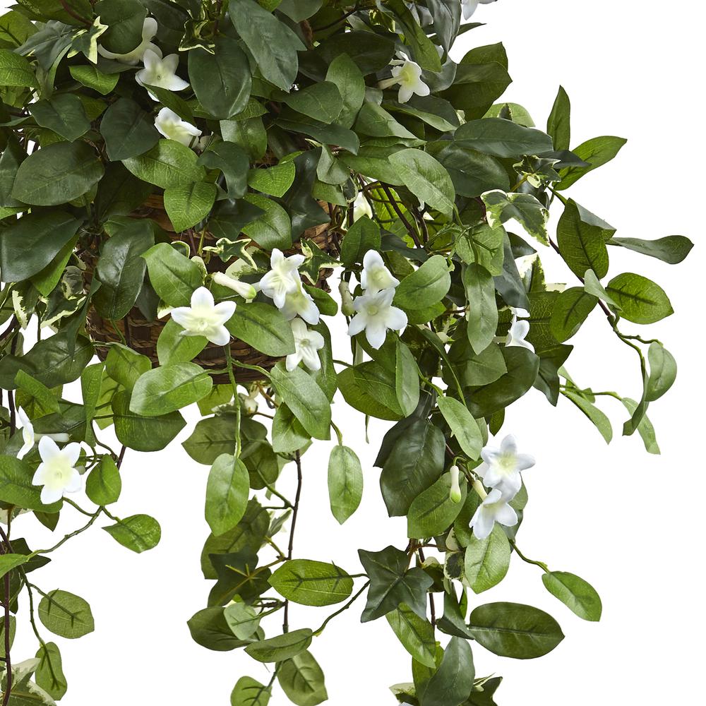 Stephanotis Flowering Artificial Plant in Hanging Basket. Picture 3