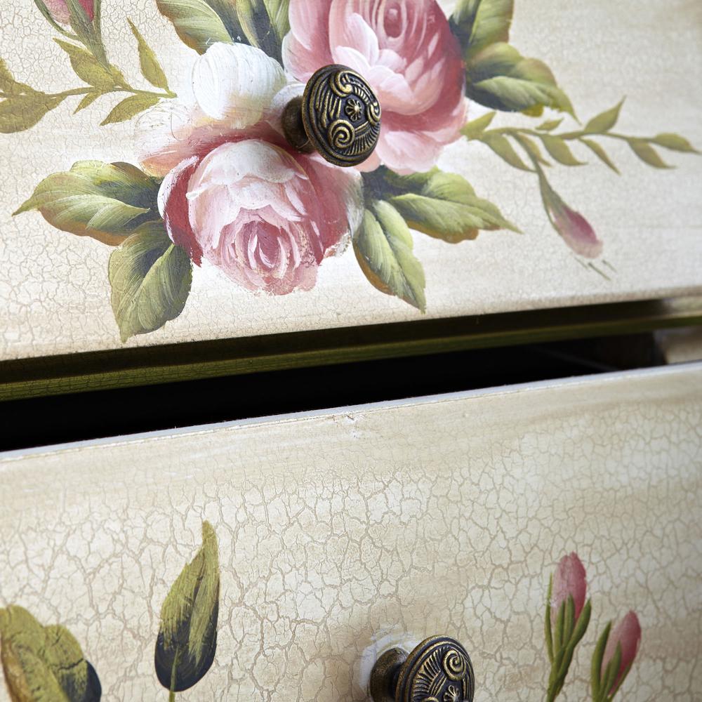Antique Night Stand with Floral Art. Picture 3