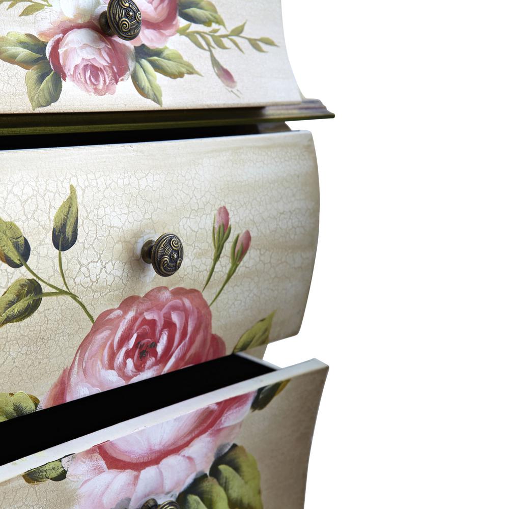 Antique Night Stand with Floral Art. Picture 4