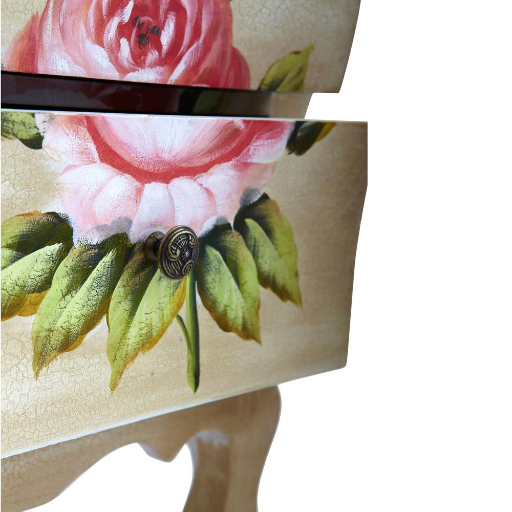 Antique Night Stand with Floral Art. Picture 5